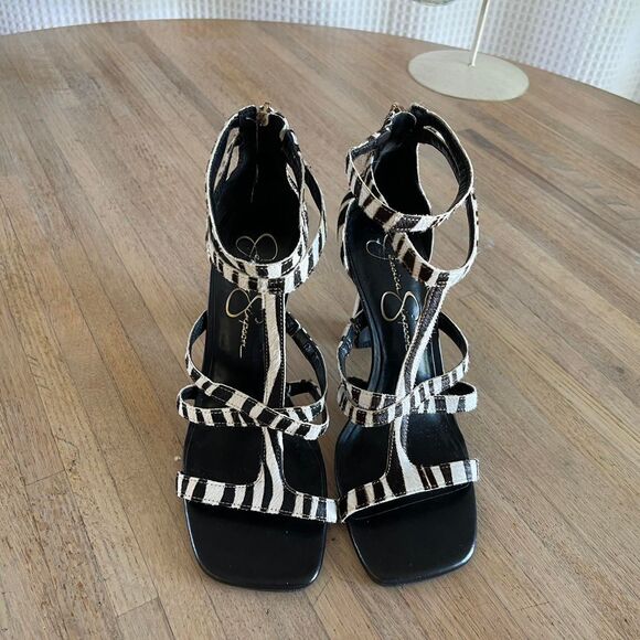 Jessica‎ Simpson Zebra Pony Hair Gladiator Heels Strappy Sandals Stilettos Sz 7M - Picture 3 of 8